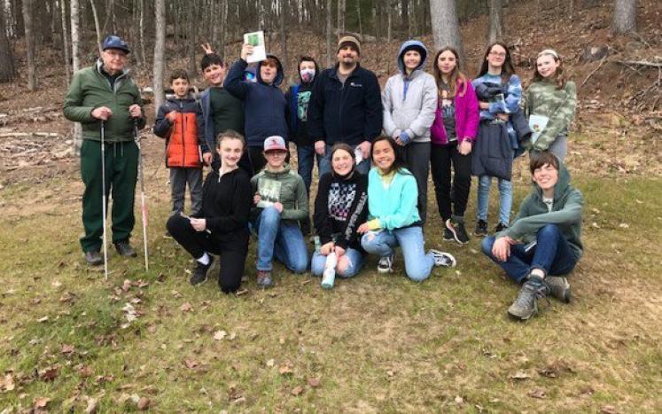 Poland 6th graders observe Arbor Day with tree ID walk